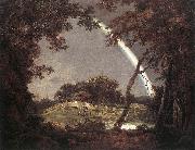 WRIGHT, Joseph Landscape with Rainbow wer oil painting artist